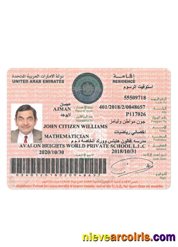 UNITED ARAB EMIRATES residence permit